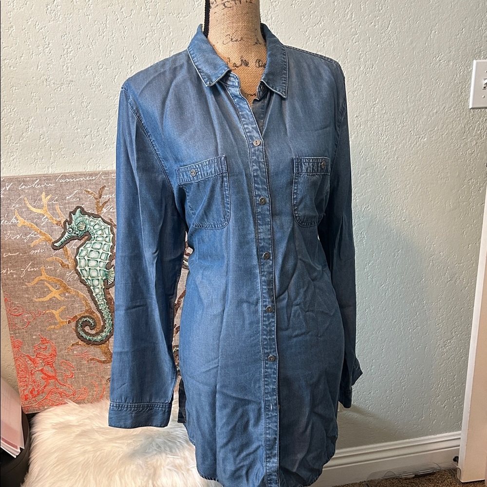 J. Jill Blue Denim Shirt Dress